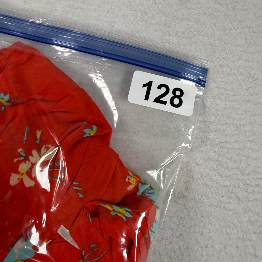 Free People Floral Dress Womens Large Red Rayon Boho Smocked Button Front Summer - Picture 9 of 9